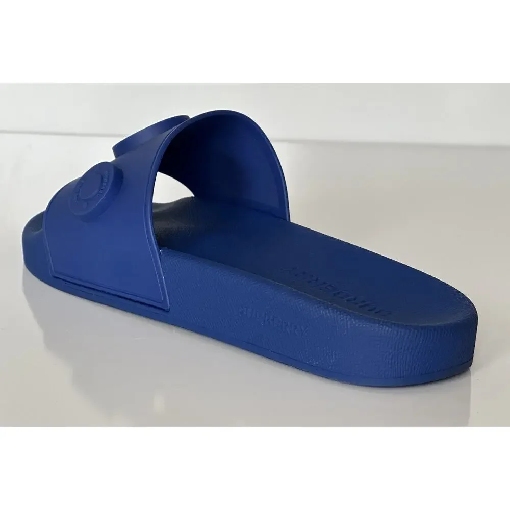 NIB $420 Burberry Eyelet Men’s Furley Royal Blue Slide Sandals 12 US 8049674 IT